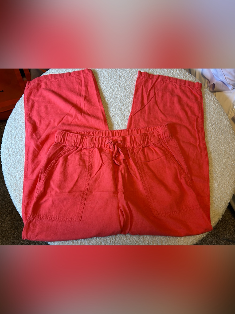 GAP Wide Leg Pull-On Pants in Coral